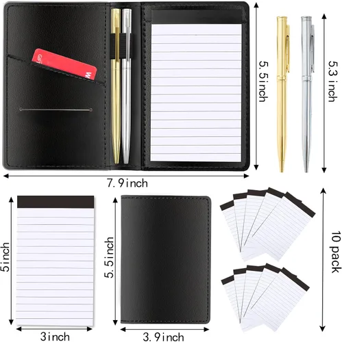 Miniatura 3 de Juego de 13 soportes para bloc de notas, incluye soporte de cuero para bloc de notas, 10 paquetes de 8.5×13 cm de bloc de notas pequeño, 30 hojas