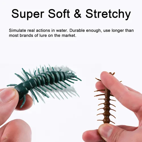 Miniatura 3 de Eupheng Señuelos de pesca Hellgrammite de 2"/3", señuelos de pesca de plástico suave súper realistas para Ned Jig Drop Shot Rig, cantidad de 20