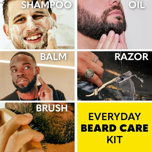 Miniatura 2 de Kit de cuidado de barba y kit de aseo para hombres The Beard Club - Esenciales para un cabello facial más saludable y con estilo - Navaja de filo