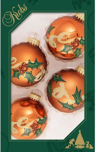 Miniatura 16 de Adornos de árbol de Navidad de vidrio - 67 mm/2.625" [4 piezas] Bolas decoradas de Adornos navideños sin costuras para colgar de Christmas by Krebs