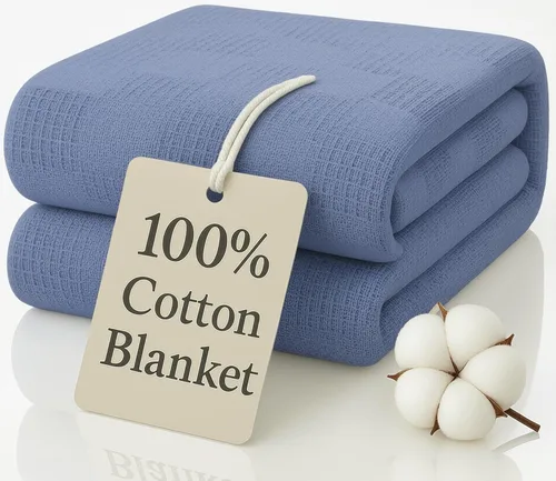 Miniatura 19 de JMR - Manta de punto gofre, 100 % algodón, tamaño Queen, ligera, tejida de punto gofre, para cama, sofá y sofá, transpirable, cómoda para todas