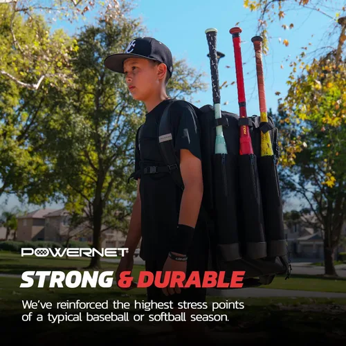 Miniatura 6 de PowerNet Odyssey - Bolsa de softbol y béisbol, mochila con ruedas para equipo de béisbol, bolsa de murciélago con 4 mangas de murciélago