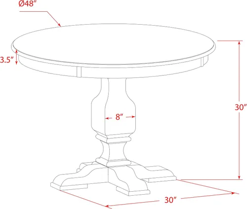 Miniatura 14 de East West Furniture F2MZ7-748 - Juego de mesa y sillas de cocina de 7 piezas que consta de una mesa redonda de comedor con pedestal y 6 sillas