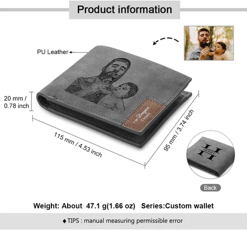 Miniatura 3 de lagofit Carteras con fotos personalizadas para hombres, billetera personalizada con imagen, regalos personalizados para hombres, novios, padres