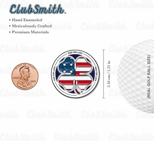 Miniatura 3 de ClubSmith® Lucky - Marcador de pelota de golf con clip magnético para sombrero, trébol irlandés y trébol, marca de alineación premium, accesorios