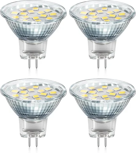 Akynite MR11 - Bombillas LED GU4 de 12V-24V, 2W equivalente a halógena de 10W-20W, bombilla reflectora GU4 de base bi-pin, bombilla MR11 blanca de