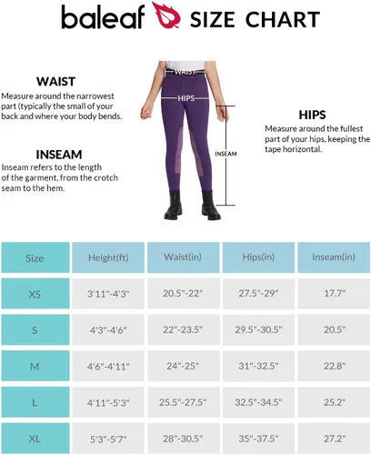 Miniatura 7 de BALEAF Pantalones de equitación para niñas, pantalones ecuestres hasta la rodilla, con cremallera, bolsillo para caballos