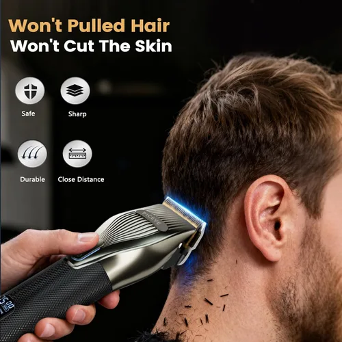 Miniatura 3 de Cortapelos para hombre, juego profesional de corte y recorte de cabello eléctrico con motor potente de 7500 RPM y pantalla LCD, kit inalámbrico