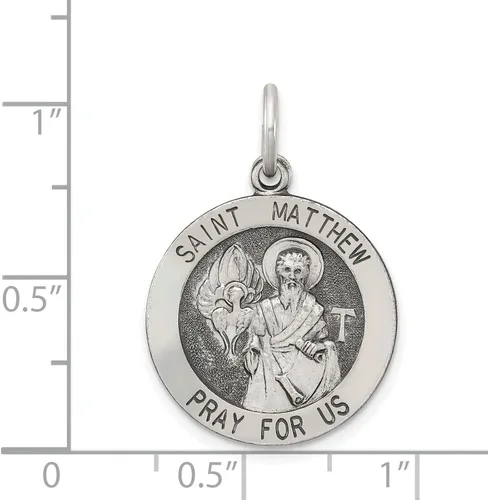 Miniatura 2 de FindingKing Medalla de San Mateo de Plata de Ley, Plata esterlina