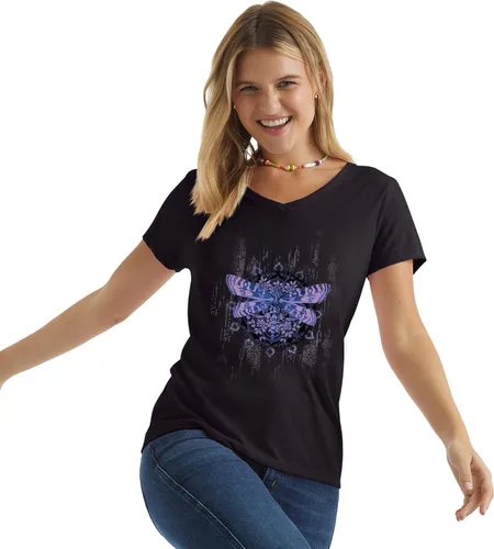 Miniatura 3 de Hanes - Camiseta de manga corta con cuello en V para mujer
