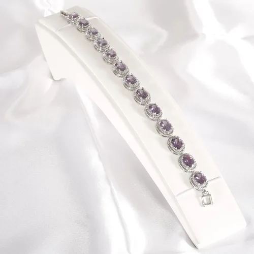 Miniatura 5 de Qingbin - Pulsera ovalada con circonita cúbica AAA+, pulsera clásica de tenis con circonita cúbica