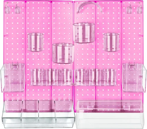 Miniatura 6 de Azar Displays 900944-BLU - Kit organizador de pared multiusos de 24 piezas con dos paneles y surtido de accesorios: ganchos, compartimento divisor