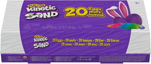 Miniatura 9 de Kinetic Sand, Paquete de 20 huevos con arena de juego roja, amarilla y azul de 3.3 libras para caza de huevos, recuerdos de fiesta y bolsas