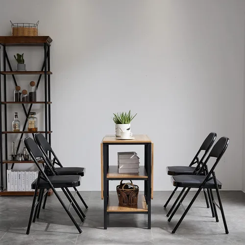 Miniatura 2 de Paquete de 4 sillas acolchadas plegables de metal, sillas plegables de piel sintética, cómodas sillas de fiesta para exteriores e interiores, silla