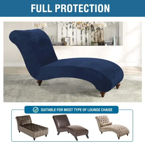 Miniatura 5 de H.VERSAILTEX Funda para Chaise Lounge de Interior de Terciopelo Funda Deslizable para Chaise de Alta Elasticidad Funda para Silla Lounge de Lujo sin