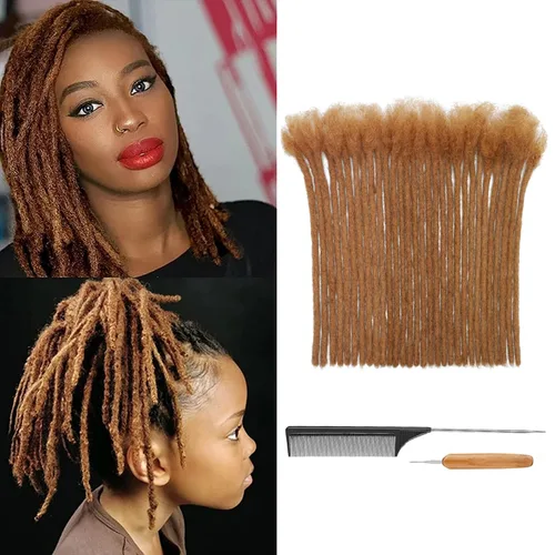 Miniatura 36 de Extensiones de Rastas de Cabello Humano 0.4cm de Grosor 4 Pulgadas 20 Hebras 100% Cabello Humano Real para Hombres/Mujeres/Niños Completamente