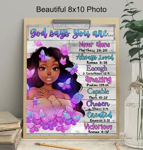 Miniatura 3 de Arte de pared y decoración de niña negra, póster con imagen de mujeres afroamericanas, mujeres, adolescentes, lindas afirmaciones positivas, regalos