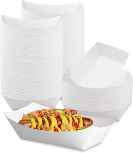 Miniatura 13 de Fit Meal Prep Paquete de 125 bandejas de papel de 5 libras para alimentos desechables de alta resistencia, bandeja de nachos blancos para fiestas
