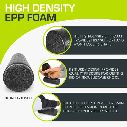 Miniatura 3 de ProsourceFit Rodillos de espuma de alta densidad de 18 pulgadas de largo, herramienta de masaje atlético firme de cuerpo completo para estiramiento