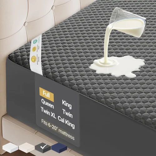 Miniatura 31 de OhGeni - Protector de colchón 100% impermeable tamaño Queen, almohadilla suave para colchón, resistente al pelo de mascotas y a la enuresis 1- Blanco