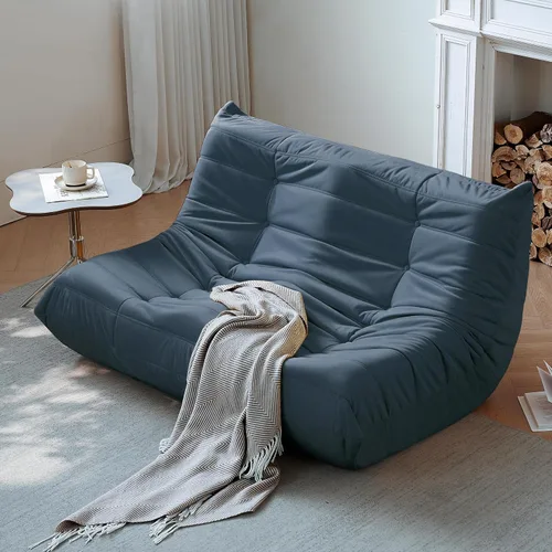 Miniatura 17 de Silla Puf, Silla Puf Loveseat junto a la Chimenea Sofá Puf para Adultos, Sillas Puf de 2 Plazas para Adolescentes con Espuma de Alta Resistencia