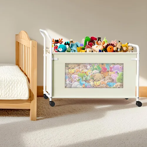 Miniatura 6 de KEEGH Caja de juguetes extragrande para niños con ruedas giratorias de 360°, baúl de juguetes resistente para niños y niñas, organizador