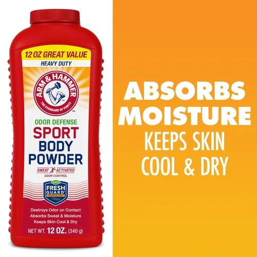 Miniatura 7 de Arm & Hammer Polvo corporal deportivo, polvo para hombres y mujeres, sensación fresca, sin talco, defensa de olores sin aluminio con bicarbonato
