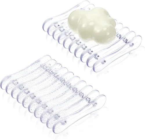 Miniatura 8 de Soporte de jabón en barra de plástico, bandeja ahorradora de jabón, plato para barra de jabón con autodrenaje para secador de esponja, baño