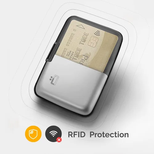 Miniatura 49 de ÖGON -DESIGNS- Portatarjetas de aluminio, protección RFID contra fraude y desmagnetización, billetera compacta, funda inteligente modelo STOCKHOLM V1