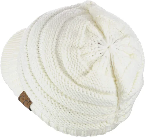 Miniatura 20 de C.C Gorro de punto trenzado cálido y grueso con visera