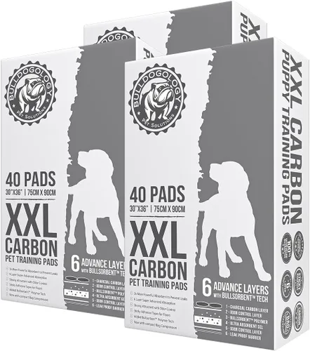 Miniatura 13 de Bulldoglogy Carbon Black XL Almohadillas para orina de perro para perros extra grandes con cinta adhesiva pegajosa - Almohadillas desechables