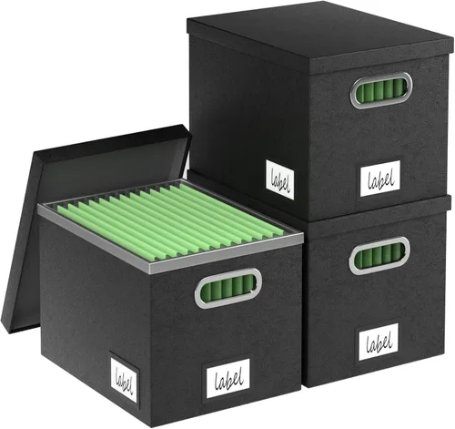 Miniatura 12 de Caja Organizadora de Archivos – Cajas de Archivos para Colgar Archivos con Tapa, Juego de 2 Carpetas Colgantes Decorativas Tamaño Carta Organizador