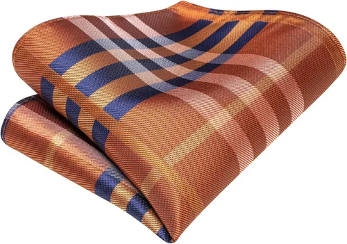 Miniatura 202 de Hi-Tie Corbata clásica de cachemira para hombre con pañuelo y gemelos a cuadros