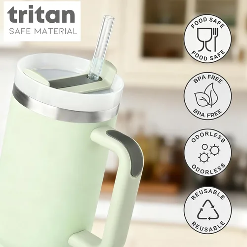 Miniatura 7 de ALINK Paquete de 10 popotes reutilizables transparentes para jarra Stanley de 20 oz y 14 oz, popotes de plástico duro Tritan para Yeti Rtic de 30