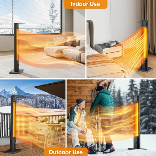 Miniatura 9 de FLOWBREEZE Calentador de patio, calentador portátil para exteriores, 1200 W, calefacción instantánea 3S, calentador infrarrojo con temporizador