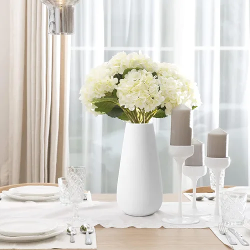 Miniatura 7 de Florero de cerámica grande de alta calidad Florero de flores de 9 pulgadas para el hogar, granja, decoración moderna y bohemia Blanco