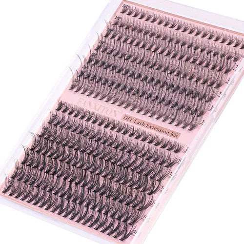 Miniatura 8 de FANXITON Kit de extensiones de pestañas naturales para colocar tú misma, pestañas en racimo individuales D 20D+30D, 280 unidades, kit de extensiones
