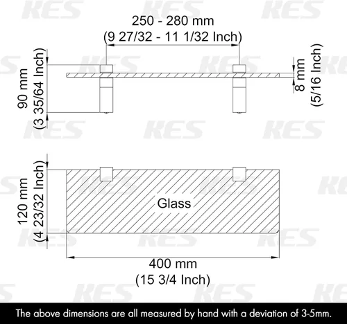 Miniatura 3 de KES Estante de vidrio de 16 pulgadas para baño montado en la pared, estante de pared de vidrio templado de 0.315 in, negro mate, BGS3201S40-BK