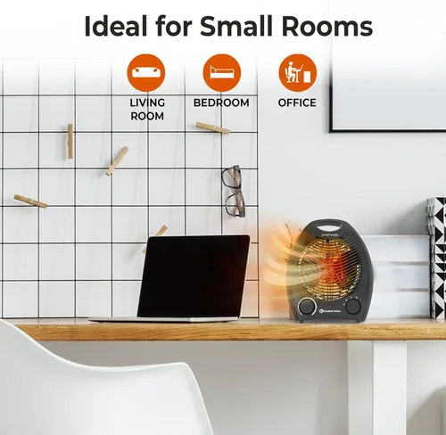 Miniatura 4 de Comfort Zone Calentador de Espacio Portátil Eléctrico de Ventilador Forzado con Termostato Ajustable, Sensor de Sobrecalentamiento, Interruptor