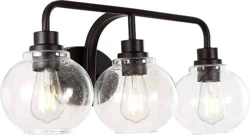 Miniatura 13 de JONATHAN Y Lámpara de pared LED de bronce aceitado de 6.5 pulgadas para baño, pantalla de vidrio sembrado transparente, accesorio industrial
