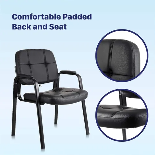Miniatura 4 de CLATINA Silla de recepción clásica con reposabrazos acolchados y marco de acero resistente, silla ergonómica para invitados para oficina, Tinta