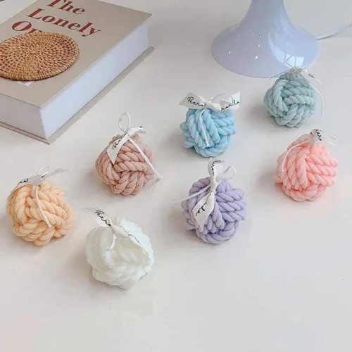 Miniatura 3 de Molde de silicona para vela en forma de bola de lana TOPYS - Molde 3D de cera de soja para jabón hecho a mano, diseño de bola de hilo, adornos