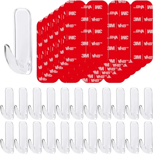 Miniatura 8 de Ganchos de pared para colgar de servicio pesado, 12 grandes autoadhesivos de pared con 16 tiras sin daño, adhesivo transparente para llaves, ducha