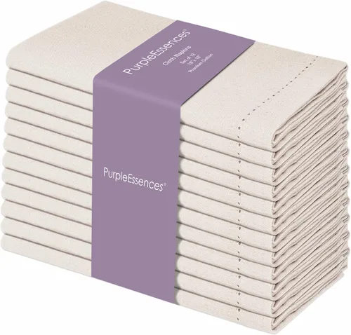 Miniatura 13 de PurpleEssences Juego de 6 servilletas de tela de vainica, 100% algodón, suaves, duraderas, lavables, ideales para bodas, Navidad, vacaciones