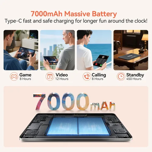 Miniatura 6 de Tableta Android 15 de 11 pulgadas con procesador Octa Core 16 GB RAM 128 GB ROM 1TB Expandir tableta con batería de 7000 mAh, cámara de 21 MP