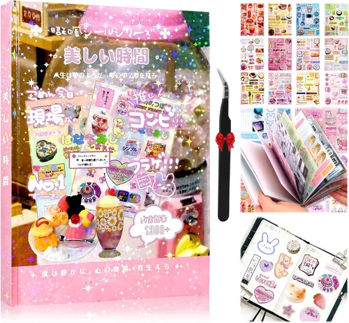 Miniatura 10 de 800 calcomanías japonesas Kawaii Heisei Retro para diario de adultos, Y2k, lindas calcomanías para álbumes de recortes, calcomanías estéticas