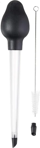 Tovolo Baster de Pavo con Cepillo de Limpieza, Punta en Ángulo Sin Goteo para Cocinar Pavo, Jamón, Asado, Empapelado, Grande, Fácil de Usar, Bulbo