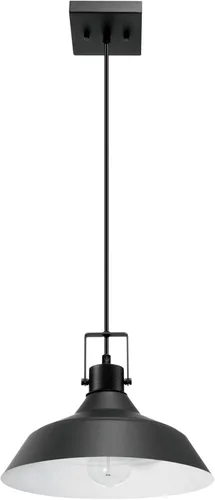 Globe Electric 44476 - Lámpara colgante para interiores y exteriores, acabado negro mate, detalle de enchufe texturizado, altura colgante ajustable,