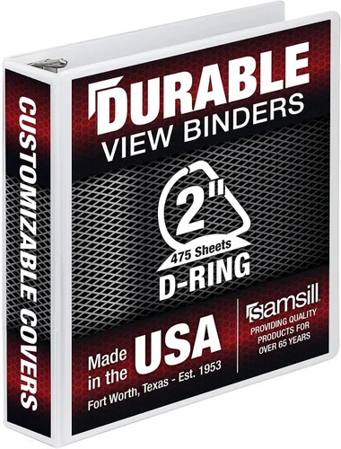 Miniatura 51 de Samsill - Carpeta duradera de 5 pulgadas, fabricada en los Estados Unidos, con anillos en D, transparente y personalizable, color blanco