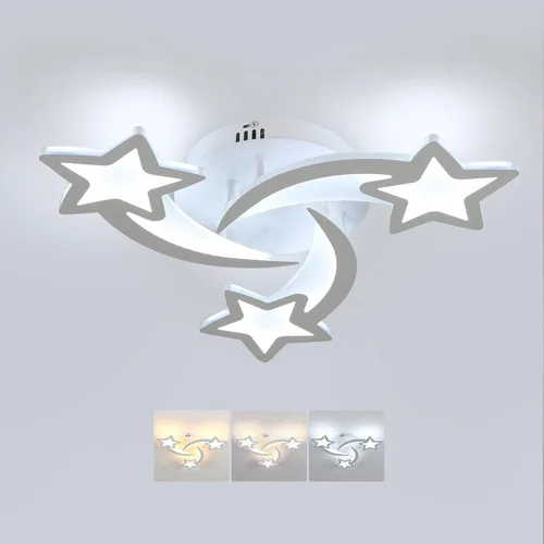 Goeco Lámpara de techo Kidsroom, 3 modos de luz (3000 K/4500 K/6000 K) acrílico blanco cerca del techo, lámpara de techo de dibujos animados de